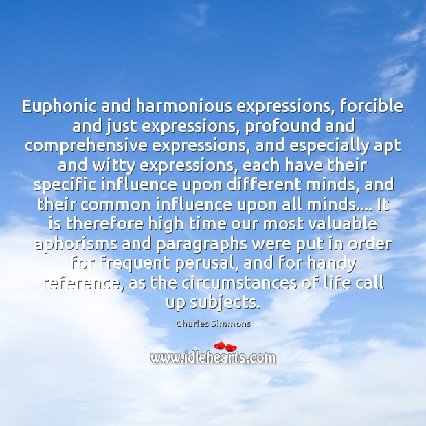 Euphonic and harmonious expressions, forcible and just expressions, profound and comprehensive expressions, Image