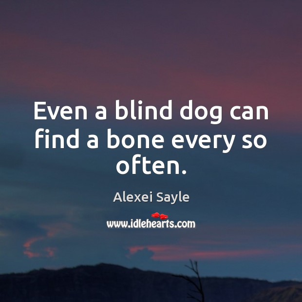 Even a blind dog can find a bone every so often. Alexei Sayle Picture Quote
