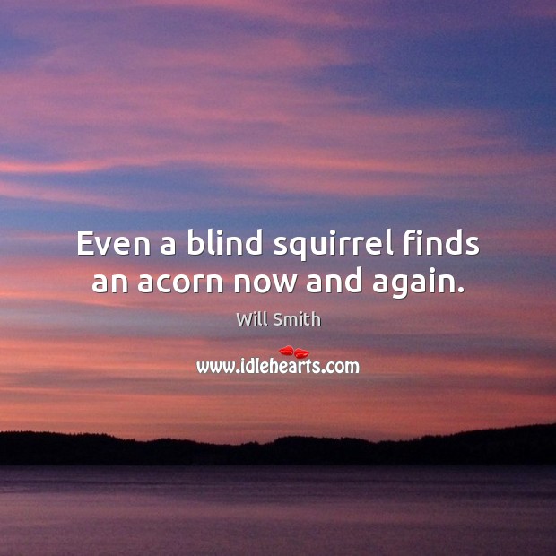 Even a blind squirrel finds an acorn now and again. Will Smith Picture Quote