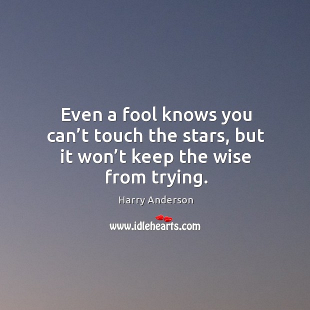 Even a fool knows you can’t touch the stars, but it won’t keep the wise from trying. Image
