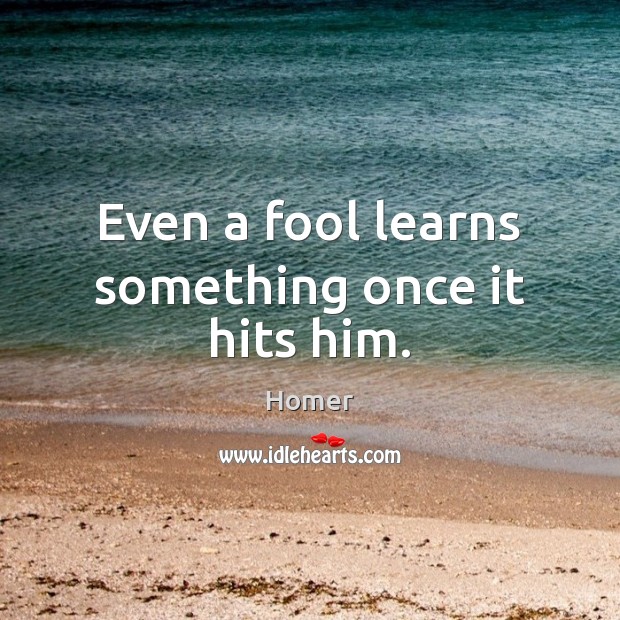 Even a fool learns something once it hits him. Homer Picture Quote