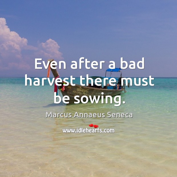 Even after a bad harvest there must be sowing. Marcus Annaeus Seneca Picture Quote