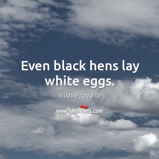 Even black hens lay white eggs. Irish Proverbs Image