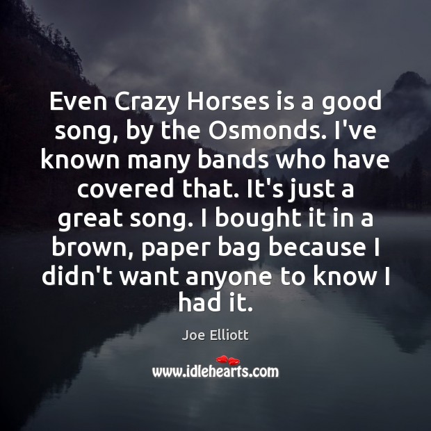 Even Crazy Horses is a good song, by the Osmonds. I’ve known Joe Elliott Picture Quote
