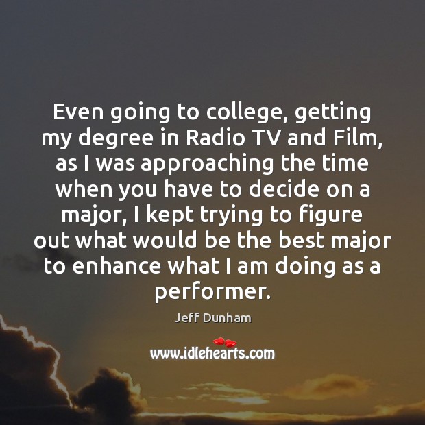 Even going to college, getting my degree in Radio TV and Film, Image