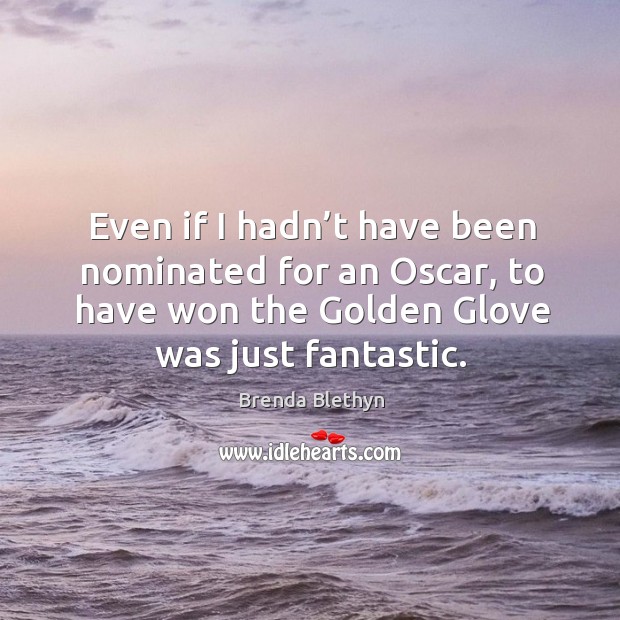 Even if I hadn’t have been nominated for an oscar, to have won the golden glove was just fantastic. Brenda Blethyn Picture Quote