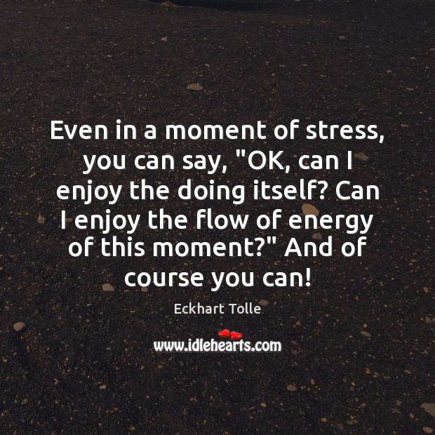 Even in a moment of stress, you can say, “OK, can I Eckhart Tolle Picture Quote