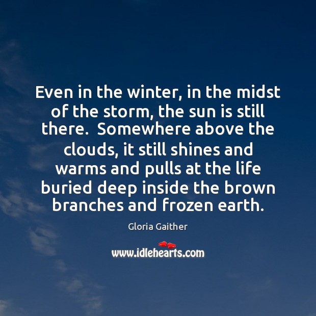 Even in the winter, in the midst of the storm, the sun Gloria Gaither Picture Quote