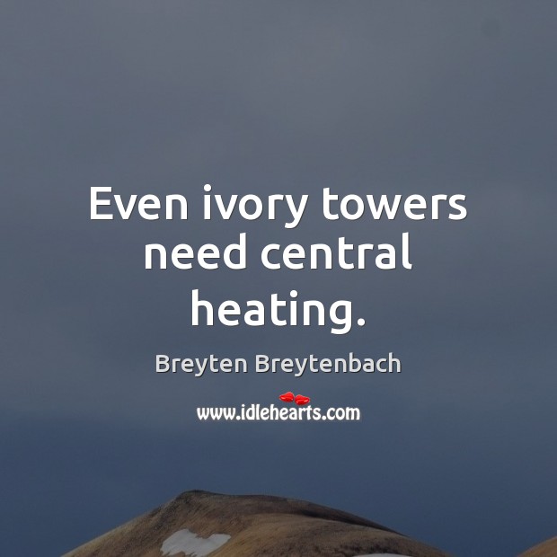 Even ivory towers need central heating. Breyten Breytenbach Picture Quote
