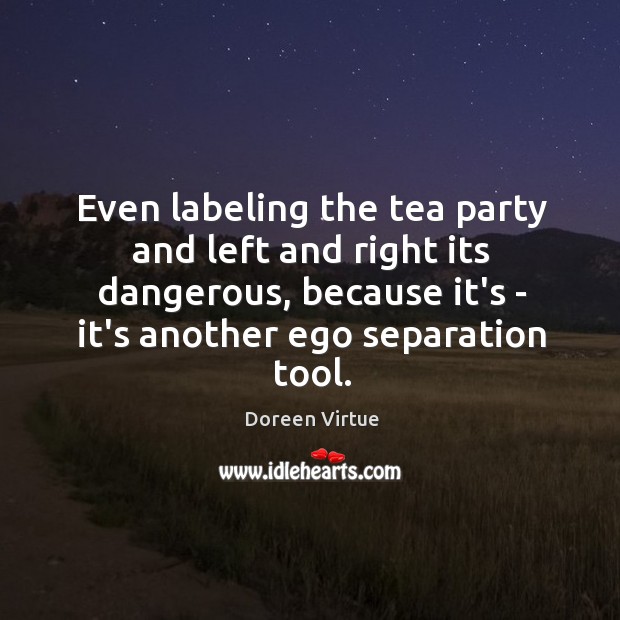 Even labeling the tea party and left and right its dangerous, because Doreen Virtue Picture Quote