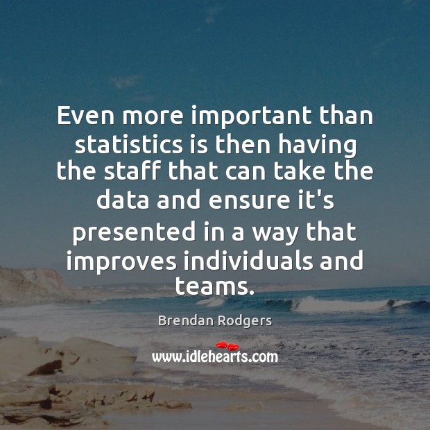 Even more important than statistics is then having the staff that can Image
