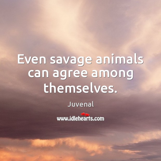 Even savage animals can agree among themselves. Juvenal Picture Quote