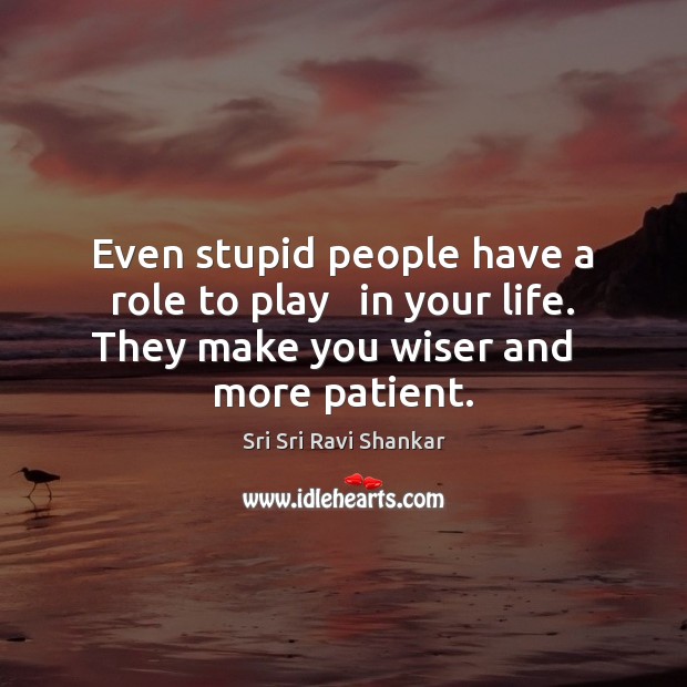 Even stupid people have a role to play   in your life. They Sri Sri Ravi Shankar Picture Quote