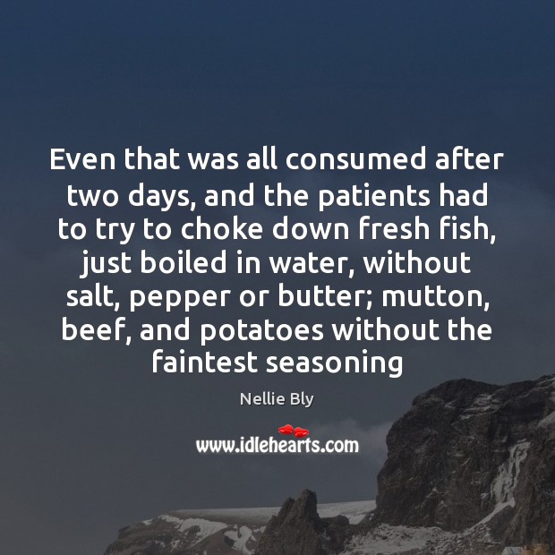 Even that was all consumed after two days, and the patients had Nellie Bly Picture Quote