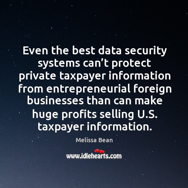 Even the best data security systems can’t protect private taxpayer Melissa Bean Picture Quote