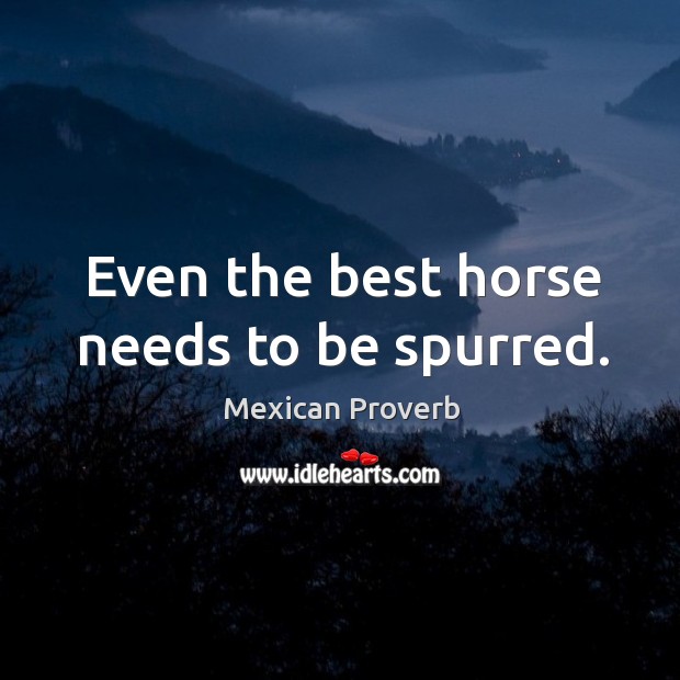 Even the best horse needs to be spurred. Mexican Proverbs Image