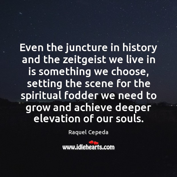 Even the juncture in history and the zeitgeist we live in is Raquel Cepeda Picture Quote