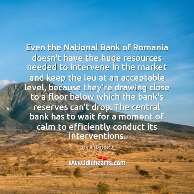 Even the National Bank of Romania doesn’t have the huge resources needed Traian Basescu Picture Quote