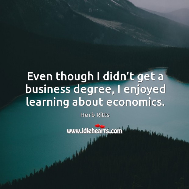 Even though I didn’t get a business degree, I enjoyed learning about economics. Herb Ritts Picture Quote