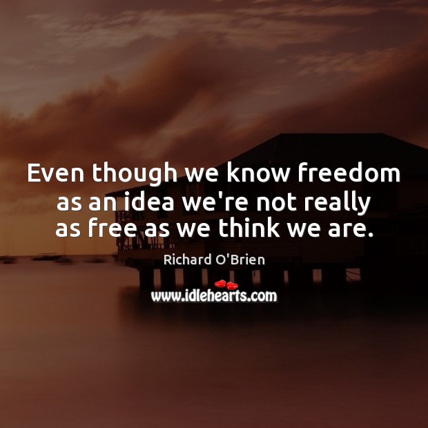 Even though we know freedom as an idea we’re not really as free as we think we are. Richard O’Brien Picture Quote