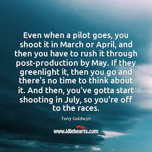 Even when a pilot goes, you shoot it in March or April, Tony Goldwyn Picture Quote