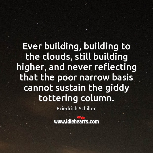 Ever building, building to the clouds, still building higher, and never reflecting Image