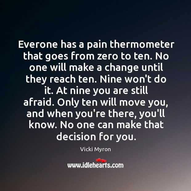 Everone has a pain thermometer that goes from zero to ten. No Vicki Myron Picture Quote