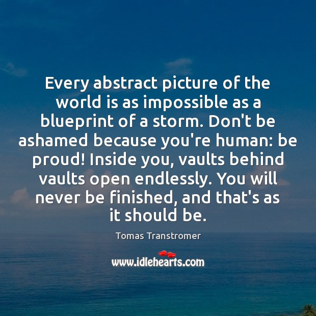Every abstract picture of the world is as impossible as a blueprint Tomas Transtromer Picture Quote