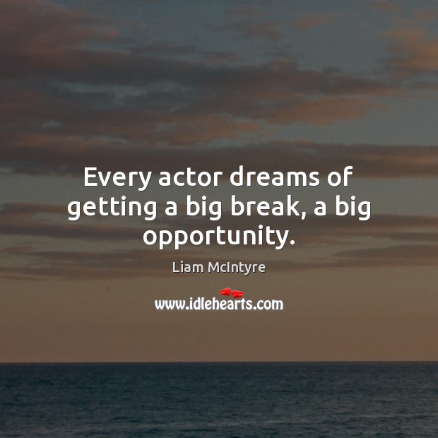 Every actor dreams of getting a big break, a big opportunity. Image