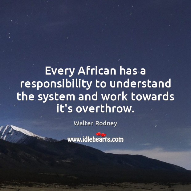 Every African has a responsibility to understand the system and work towards Walter Rodney Picture Quote