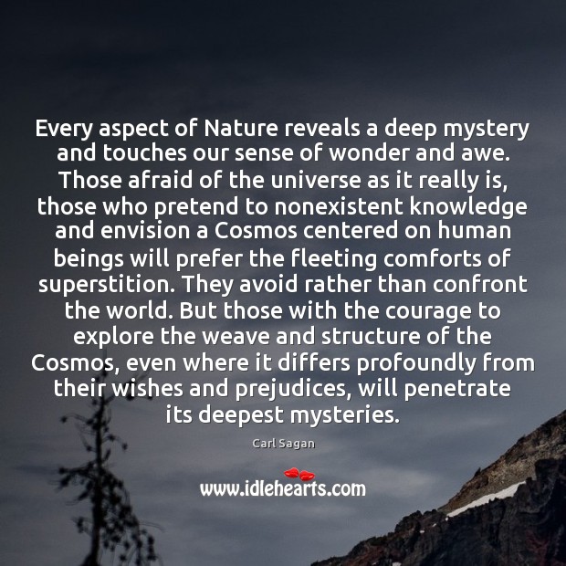 Every aspect of Nature reveals a deep mystery and touches our sense Image
