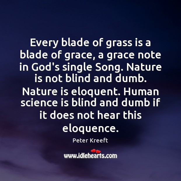 Every blade of grass is a blade of grace, a grace note Peter Kreeft Picture Quote
