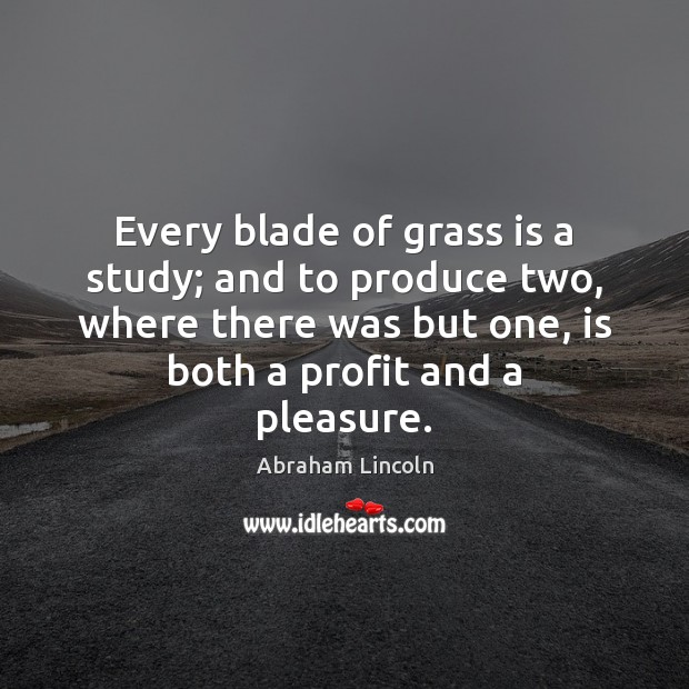 Every blade of grass is a study; and to produce two, where Abraham Lincoln Picture Quote