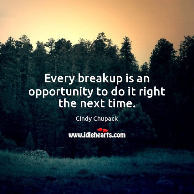 Every breakup is an opportunity to do it right the next time. Cindy Chupack Picture Quote