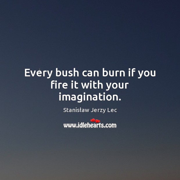Every bush can burn if you fire it with your imagination. Stanisław Jerzy Lec Picture Quote