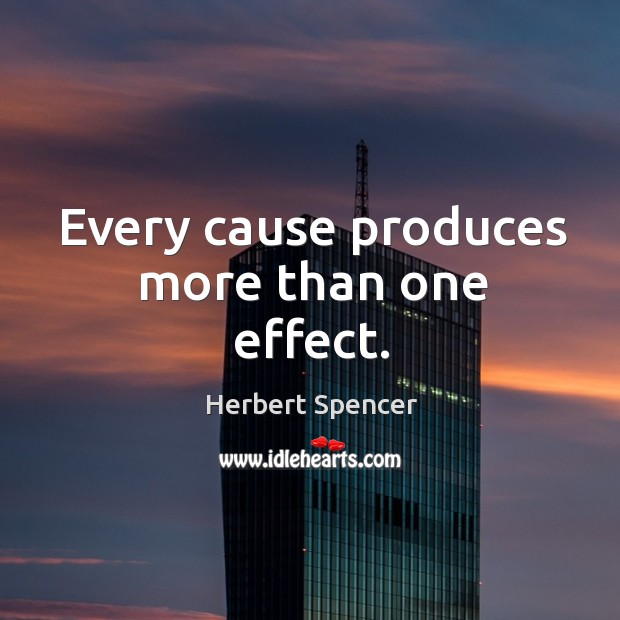 Every cause produces more than one effect. Herbert Spencer Picture Quote