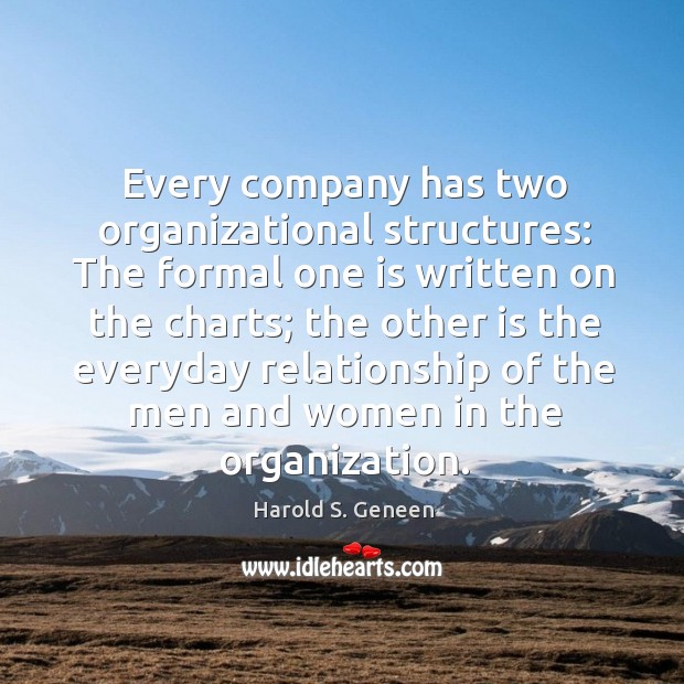 Every company has two organizational structures: the formal one is written on the charts; Harold S. Geneen Picture Quote