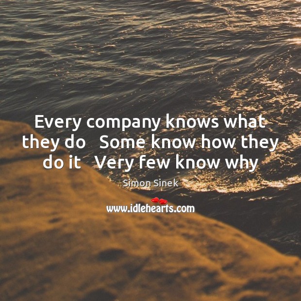 Every company knows what they do   Some know how they do it   Very few know why Simon Sinek Picture Quote