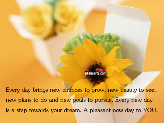 Every day brings new chances to grow, new beauty to see Picture Quotes Image