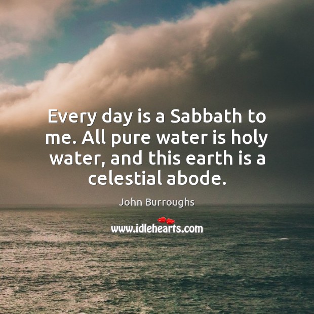 Every day is a Sabbath to me. All pure water is holy 