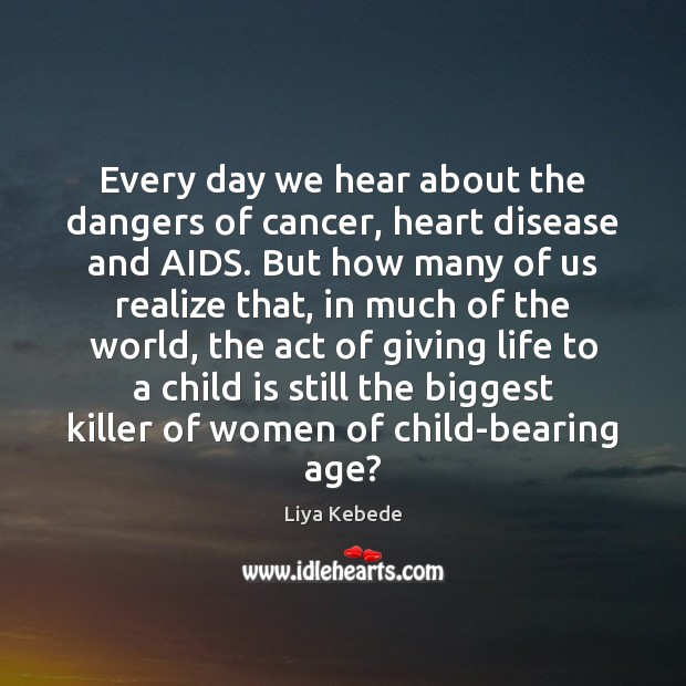 Every day we hear about the dangers of cancer, heart disease and Liya Kebede Picture Quote