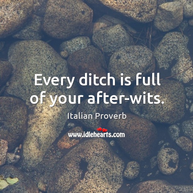 Every ditch is full of your after-wits. Image