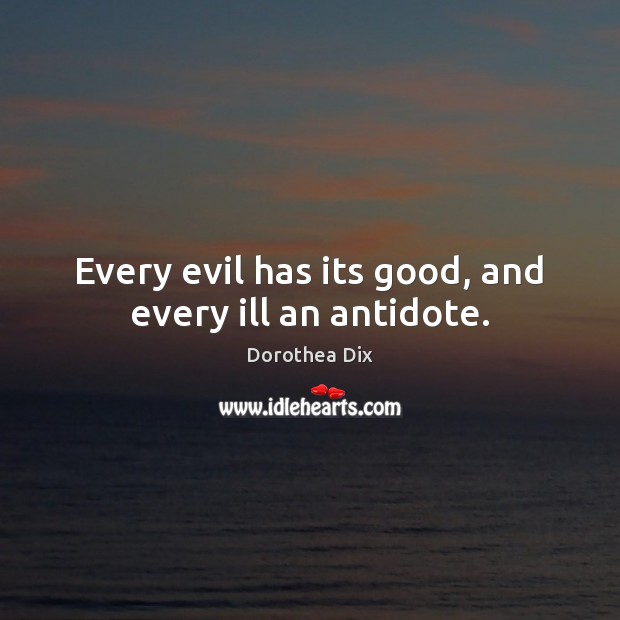 Every evil has its good, and every ill an antidote. Dorothea Dix Picture Quote