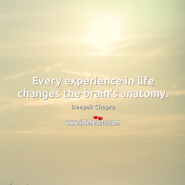 Every experience in life changes the brain’s anatomy. Deepak Chopra Picture Quote