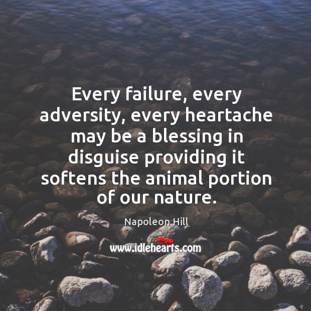 Every failure, every adversity, every heartache may be a blessing in disguise Image