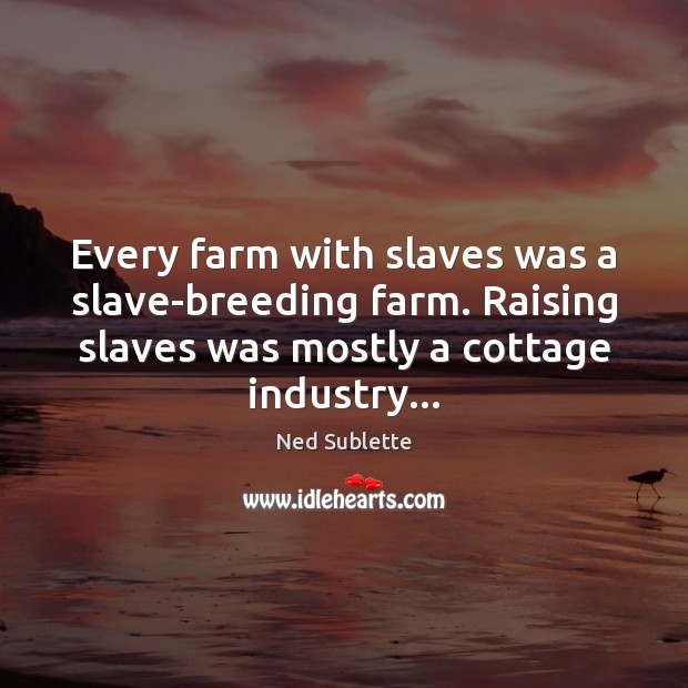 Every farm with slaves was a slave-breeding farm. Raising slaves was mostly Ned Sublette Picture Quote