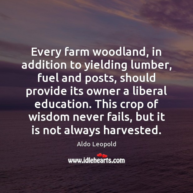 Every farm woodland, in addition to yielding lumber, fuel and posts, should Aldo Leopold Picture Quote