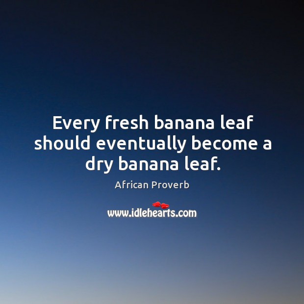 Every fresh banana leaf should eventually become a dry banana leaf. African Proverbs Image