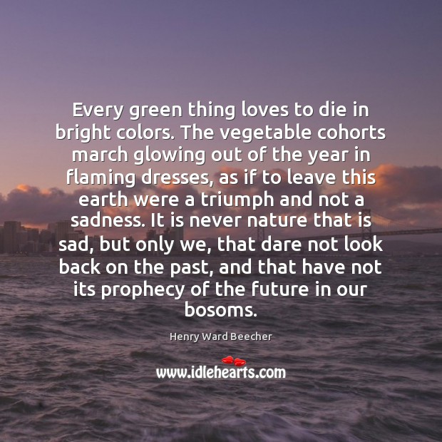 Every green thing loves to die in bright colors. The vegetable cohorts Henry Ward Beecher Picture Quote