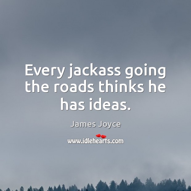 Every jackass going the roads thinks he has ideas. James Joyce Picture Quote
